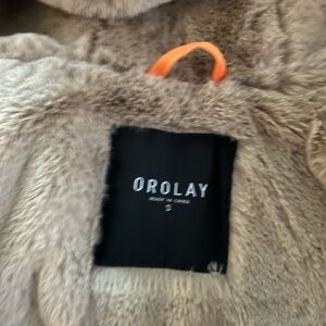 Orolay Faux Fur Coat with Orange Accent